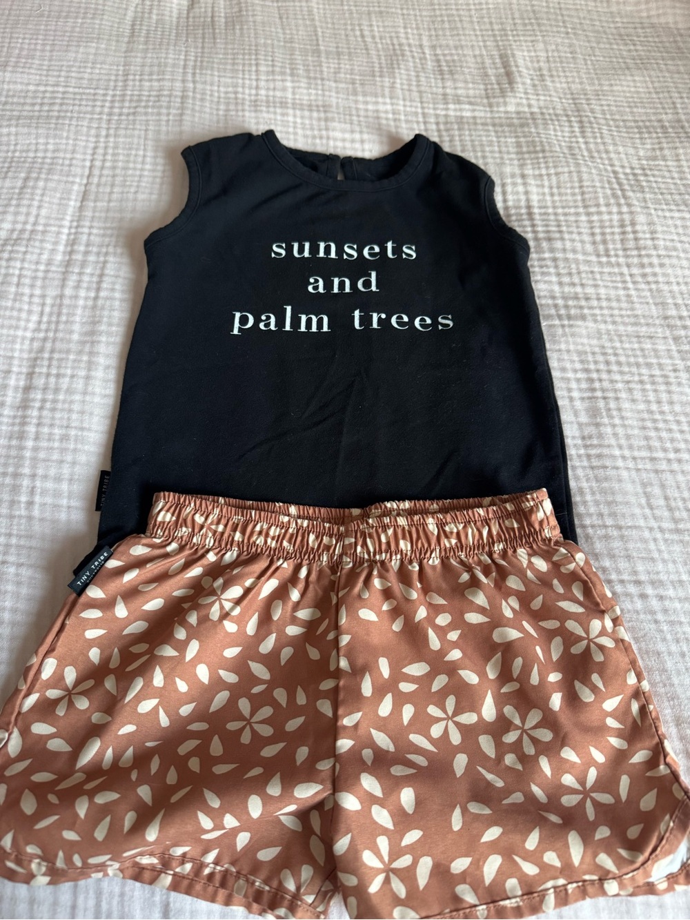 Black Tank & Rust Floral Shorts Kids Matching Set